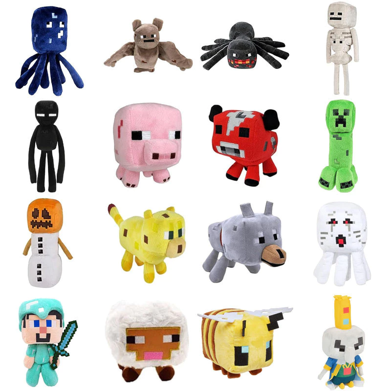 ของเล่นตุ๊กตา Minecraft Creeper Enderman Zombie Alex Wolf ฟิกเกอร์ภาพยนตร์ตุ๊กตาสะสมสำหรับเด็กของขวัญ