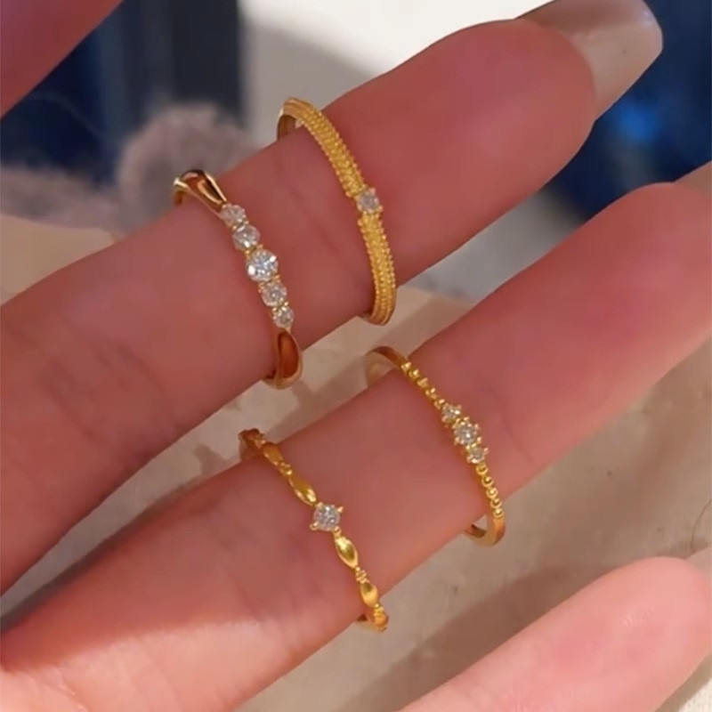 Sparkling Gold Plated Brushed Ring แหวนบุคลิกภาพระดับไฮเอนด์แหวนของขวัญขายส่ง ราคา ถูกที่สุด ดีลบีเคเค แกลเลอรีภาพที่ 4