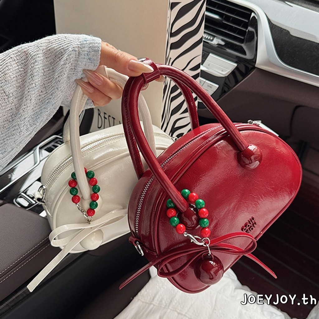 JOEYJOY-กระเป๋าสะพายข้างผู้หญิงพร้อมสายปรับได้จี้ลูกปัดซิปปิดกระเป๋าสะพาย