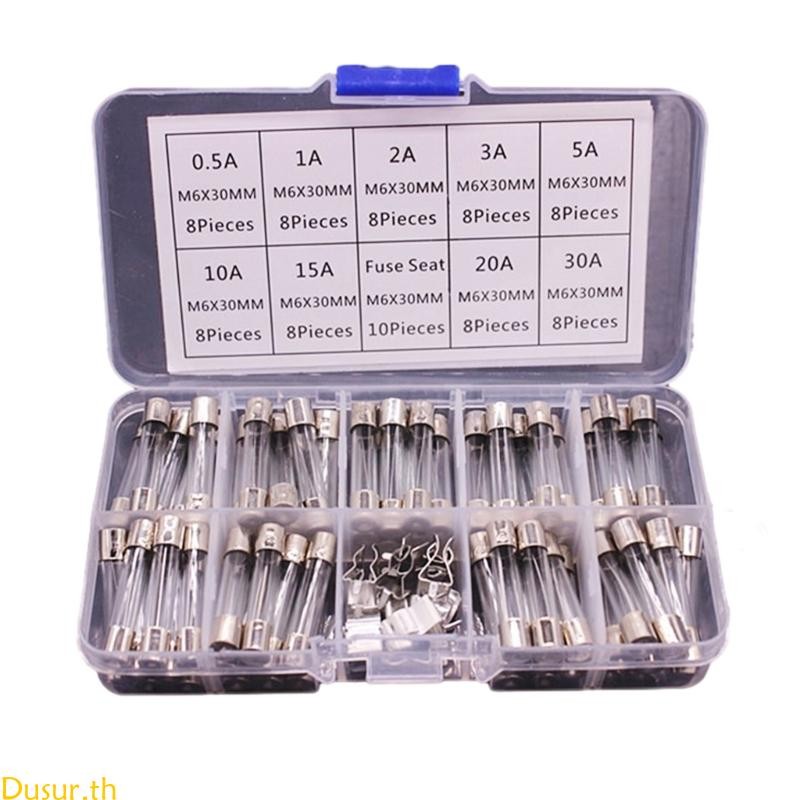 72pcs Fast Blow Glass Tube Fuses 6x30mm 250V 0.5A/1/2A/3A/5A/10A/15A/20A/30A