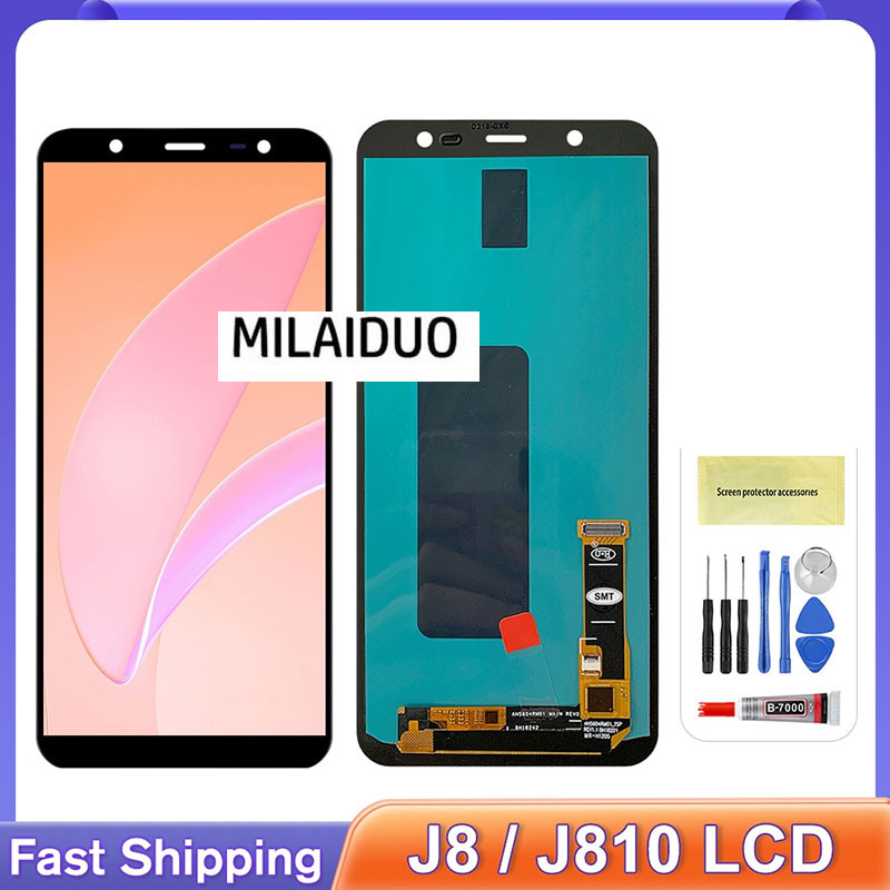 OLED LCD สําหรับ Samsung J8 2018 J810 J810F J810Y จอแสดงผล LCD หน้าจอสัมผัสเปลี่ยน