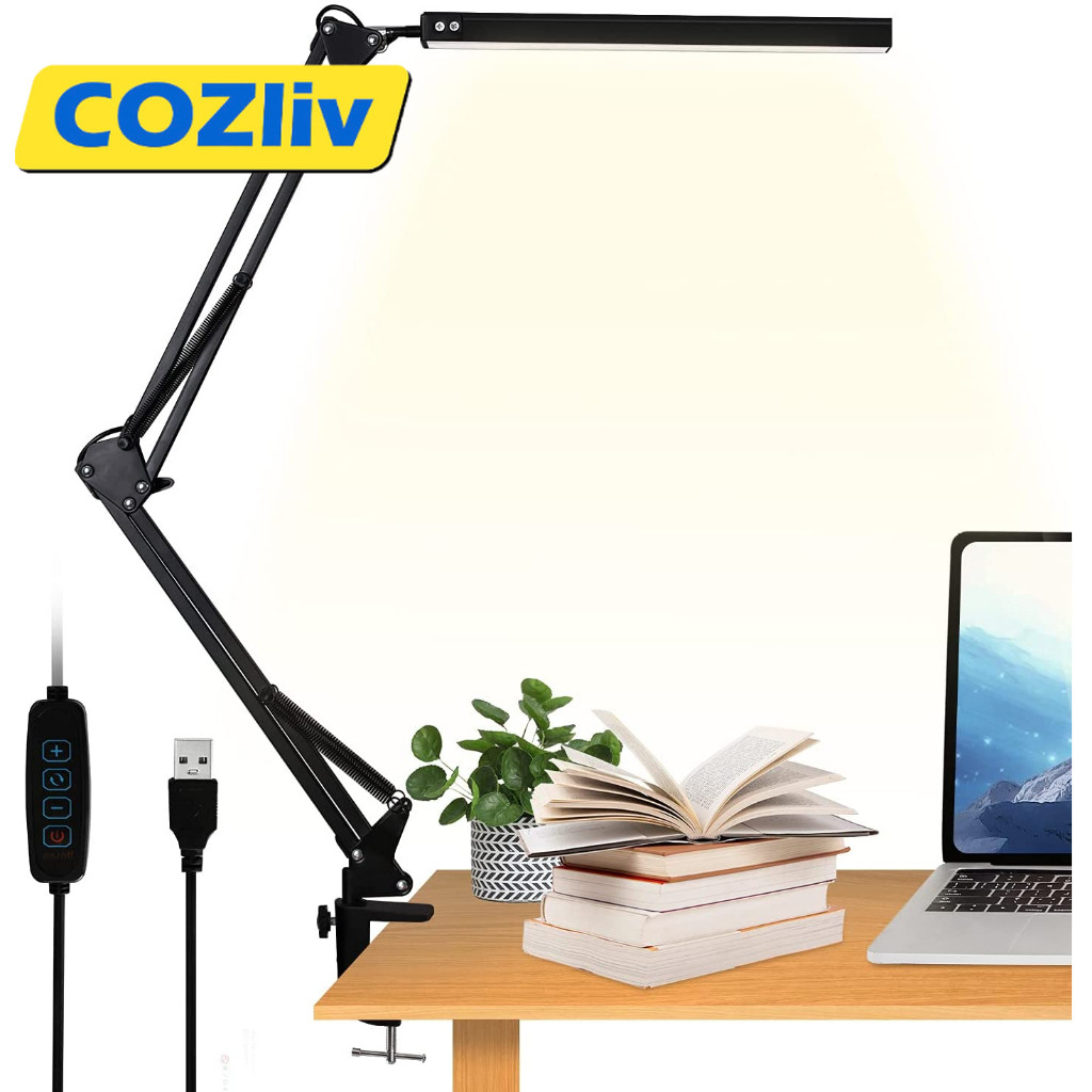 COZliv โคมไฟตั้งโต๊ะแบบหนีบ โคมไฟอ่านสือ LED ขั้วหลอดไฟ โคมไฟอ่านหนังสือ table lamp โคมไฟแบบหนีบ ปรับระดับได้รอบทิศทาง