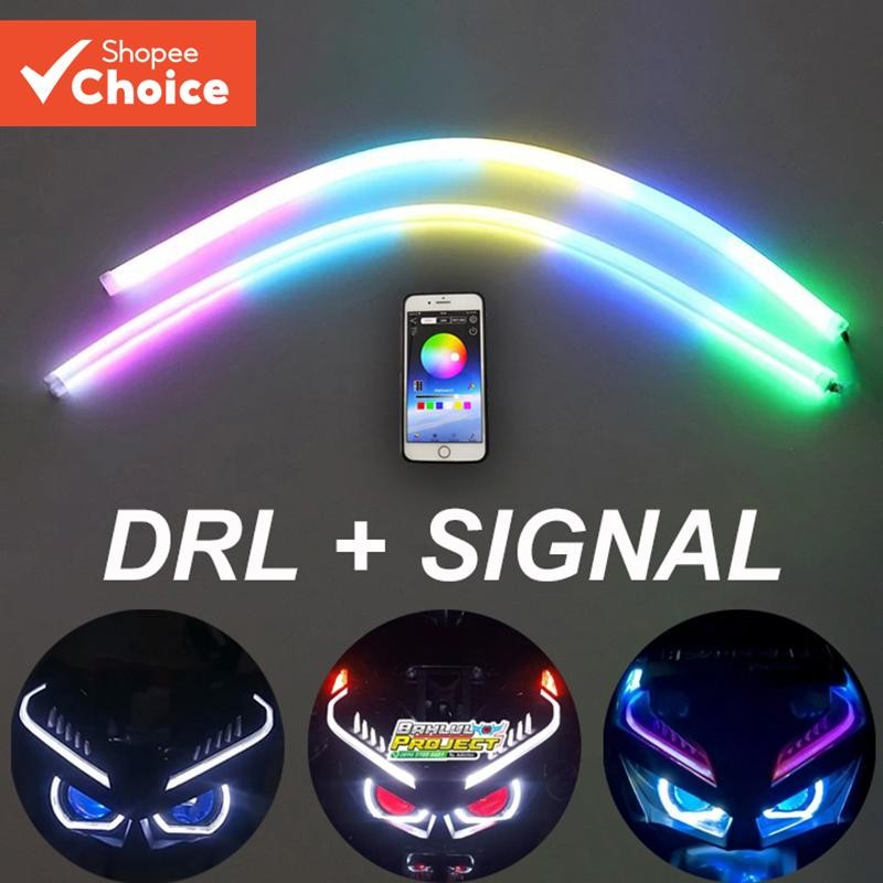LED Eyeline Strip Light 2 โหมด DRL + Signal 12V รถจักรยานยนต์ความปลอดภัย Saviour Fairy ไฟสไตล์ Glow สําหรับสกู๊ตเตอร์ Visual Identity อัพเกรด
