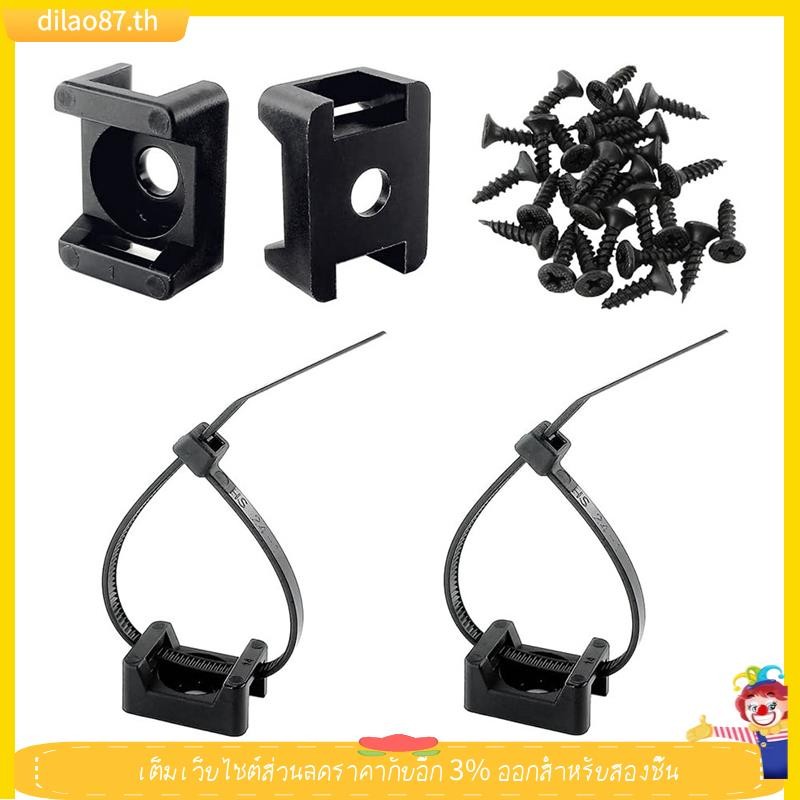 [dilao87] HSaddle Type Cable Zip Tie Mounts Base Kit with Screw Hole,Set Strong 6 นิ้ว Nylon Cable T