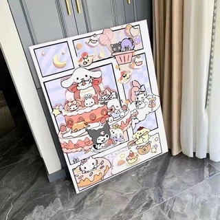 มีกรอบ ภาพวาดระบายสีตามตัวเลข ขนาด DIY ระบายสีตามตัวเลข 30*40 ซม.สไตล์ญี่ปุ่น สําหรับตกแต่งบ้าน
