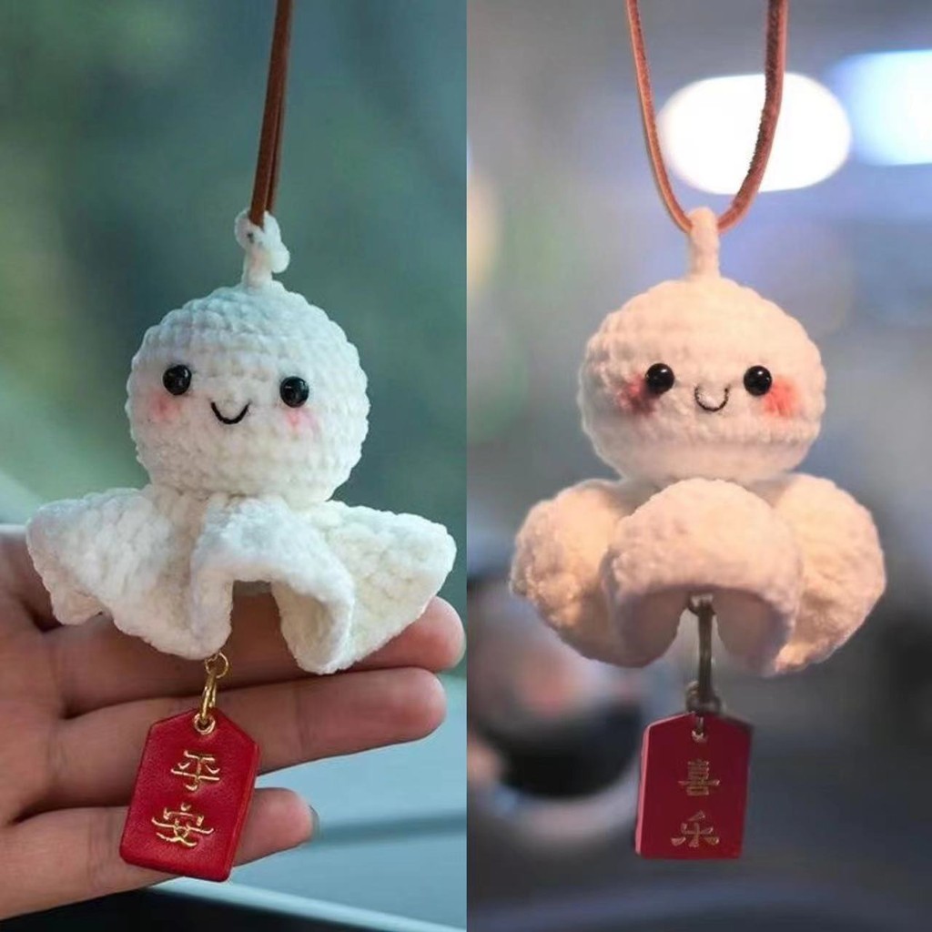 Zhong Seiko ผลิตภัณฑ์สําเร็จรูป Sunny Day ตุ๊กตาบริสุทธิ์ทอมือจี้รถถักตุ๊กตากระจกมองหลัง diy รถตกแต่