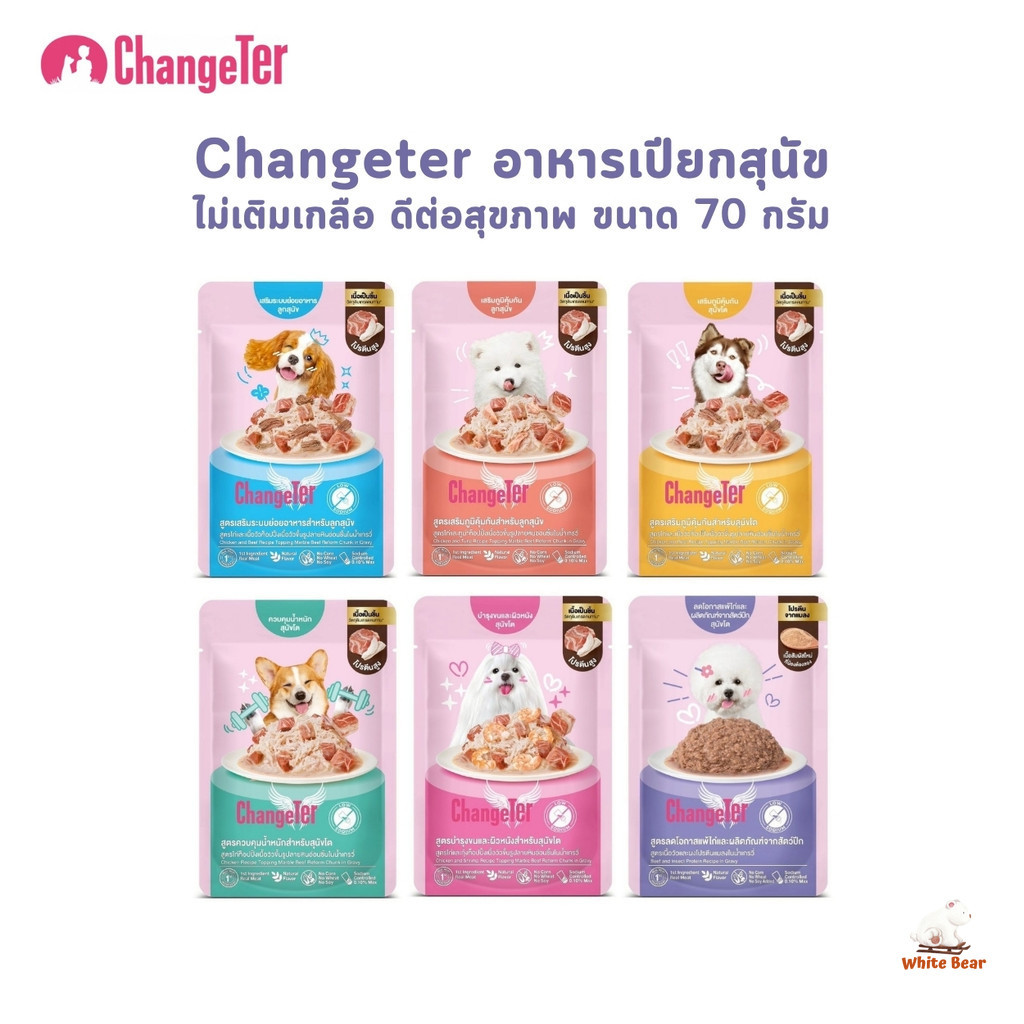 Changeter Marble Beef อาหารเปียกสุนัข ไม่ทำร้ายไต ไม่เติมเกลือ เพื่อสุขภาพ ขนาด 70 กรัม