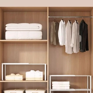 ADVA ตู้เสื้อผ้า Organizer, ขยายชั้นวางตู้เสื้อผ้าแบบปรับได้, DIY โลหะ Retractable ตู้เสื้อผ้า Divider Board ห้องครัว