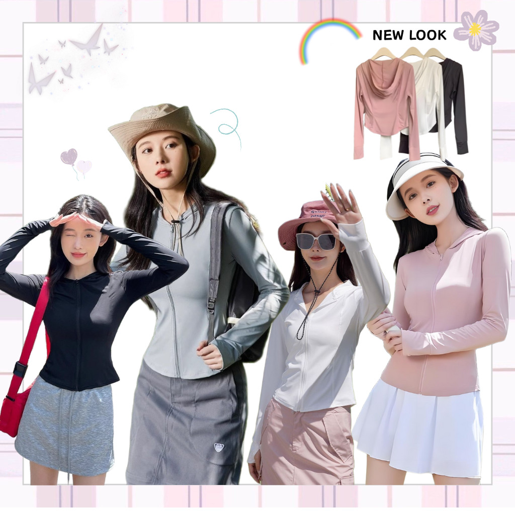 micogirl เสื้อกันแดด เสื้อกีฬาแขนยาว เย็น ระบายอากาศได้ สลิมฟิต สวมใส่สบาย UPF50+ บางและเบา