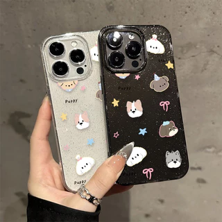 เคส iPhone 16 Pro Max iPhone 11 เคสใสแบบแวววาว TPU นุ่มสีสันสดใส สัตว์น่ารักและสวยงาม Compatible iPhone15 Pro max 14 13