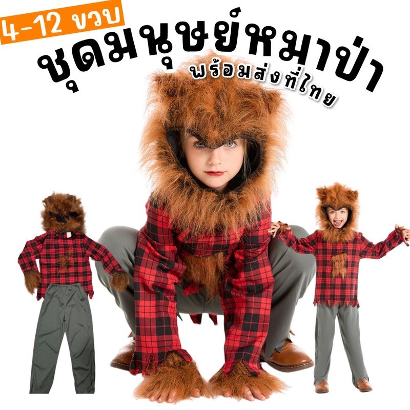 ชุดแฟนซีเด็ก มนุษย์หมาป่าเด็ก werewolf kids เเวร์วูฟ ฮาโลวีน หนูน้อยหมวกแดง หลอนแบบมีสไตล์(FANCY504)