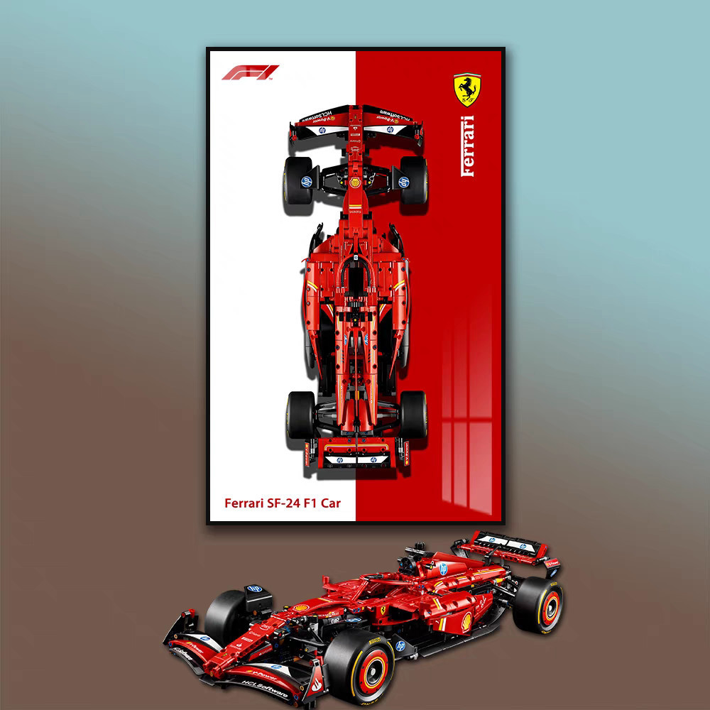 โครงผนังอิฐ LEGO 42206 Ferrari 42207 Red Bull Racing F1 Mercedes F1 ภาพแขวนผนังอิฐ