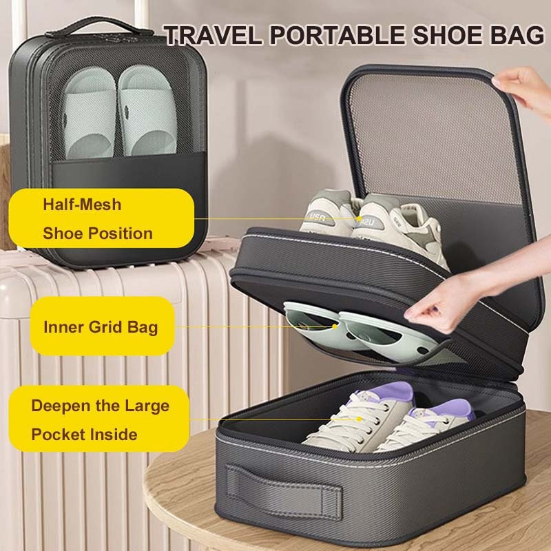 แบบพกพา 3 ชั้นกล่องเก็บรองเท้า Travel Organizer Upgrad ความจุกันน้ํารองเท้ากระเป๋า Organizer