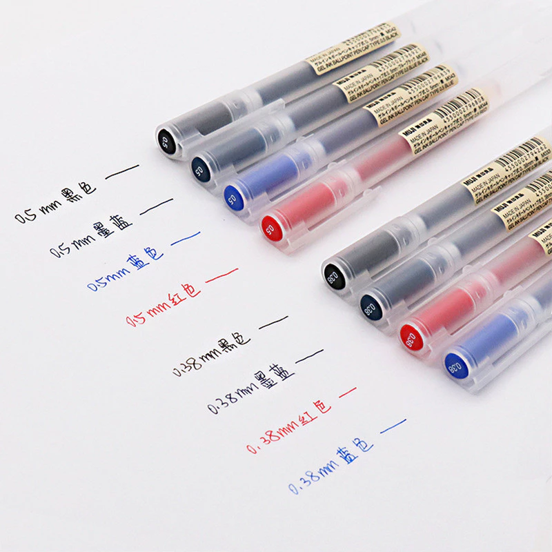 MUJI ปากกาปกใหม่ 0.5 มม./0.38 มม. ปากกาหมึกเจล สีดํา น้ําเงิน หมึกแดง น้ําเงิน