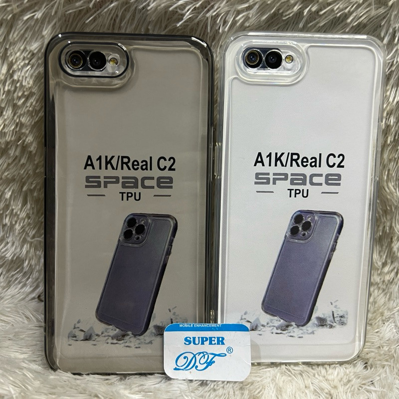 Softcase Oppo A1k / Realme C2 เคสใส bening Space กล้องป้องกันเต็มรูปแบบ Tpu หนายืดหยุ่น Df Store