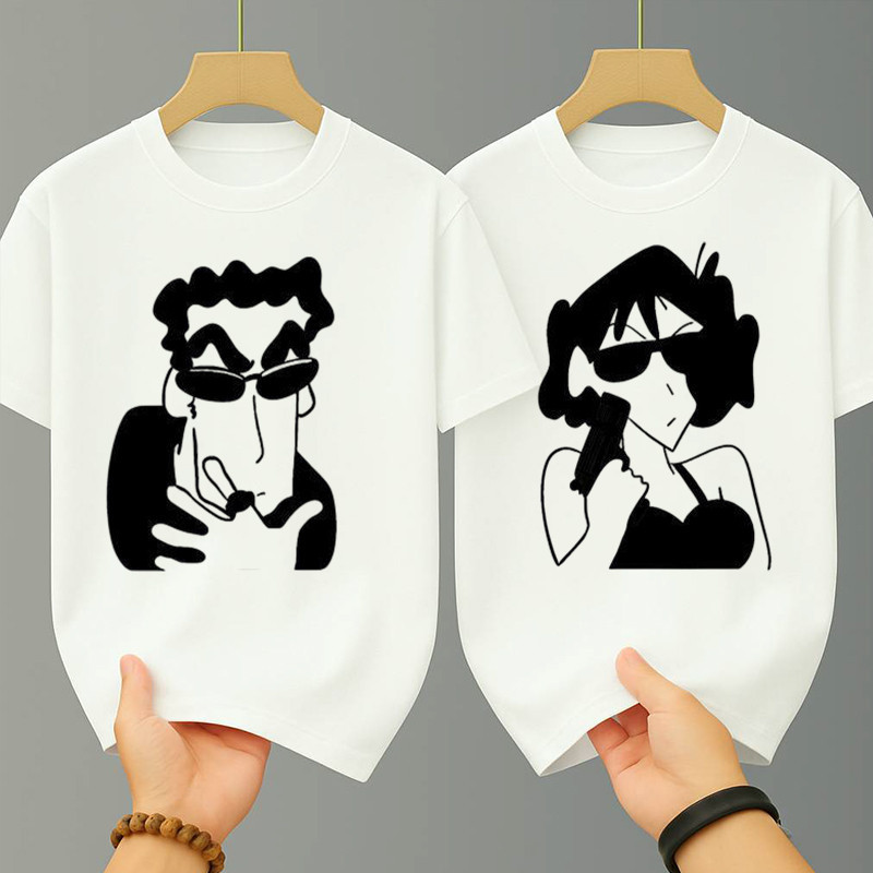 เสื้อยืดคู่รัก เสื้อยืดคู่กับแฟน คอกลม-แขนสั้น เสื้อคู่ สกรีนลายการ์ตูน oversize แฟชั่นฮิตเท่ๆ - รูปที่ 2