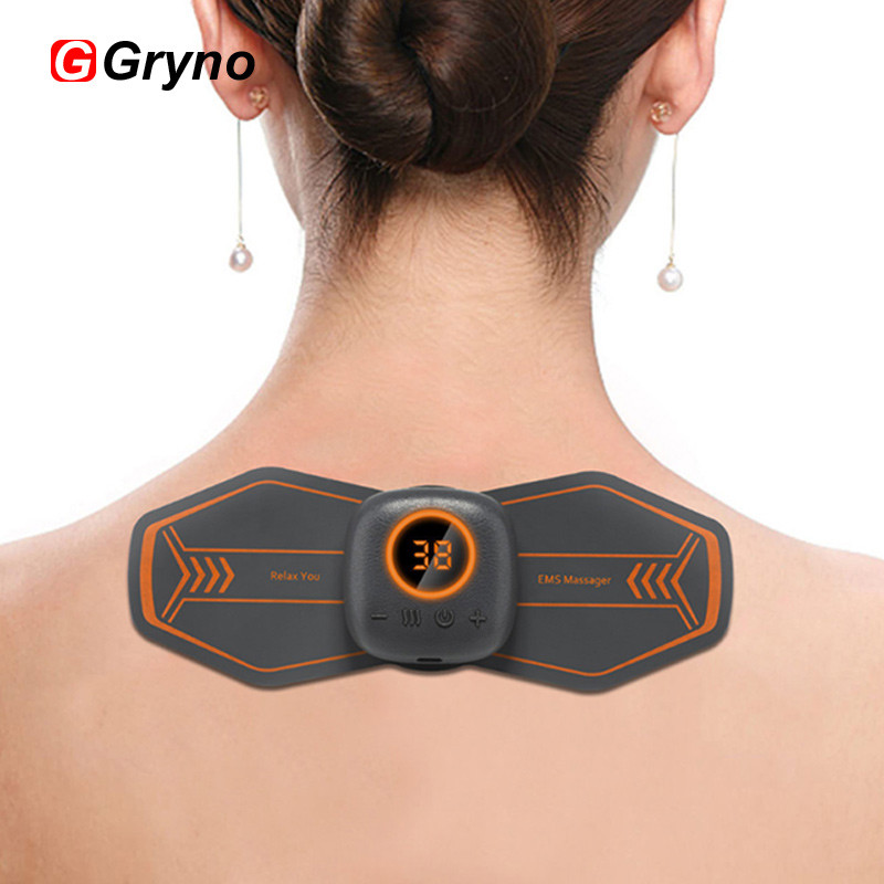 Gryno คอนวด Patch ไฟฟ้านวดความร้อนชาร์จ EMS มินิแบบพกพาสําหรับกระดูกสันหลังส่วนคอกล้ามเนื้อบรรเทาอาการปวด
