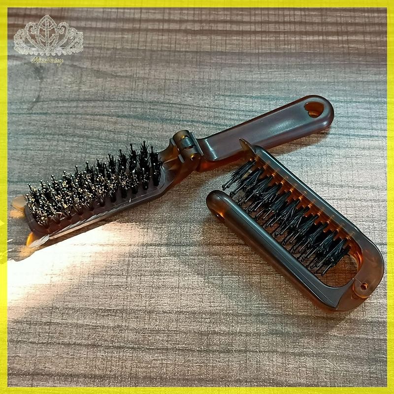 หูหมูป่าขนแปรงแปรงผมสีเหลืองอําพันพับแบบพกพาหวีพ็อกเก็ตพับเดินทางนวดเครื่องมือจัดแต่งทรงผมร้านผู้หญิงของขวัญใหม่ ไทย - รูปที่ 6