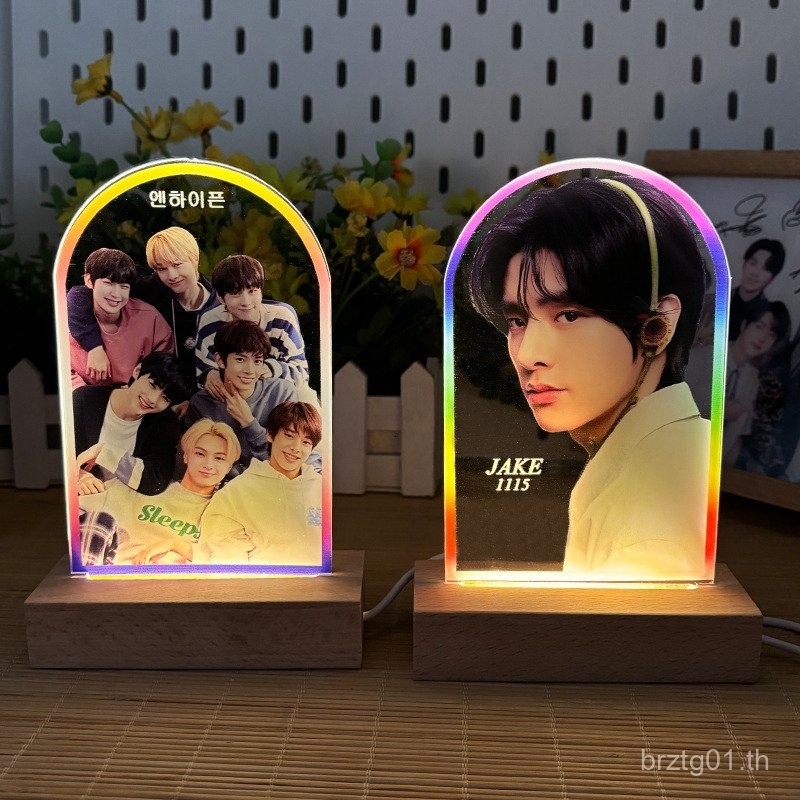 ไฟกลางคืน LED ฐานไม้ ENHYPEN Chen Zailun Li Xicheng Nishimura Ryo หมายเลข 92 ♥ ♥