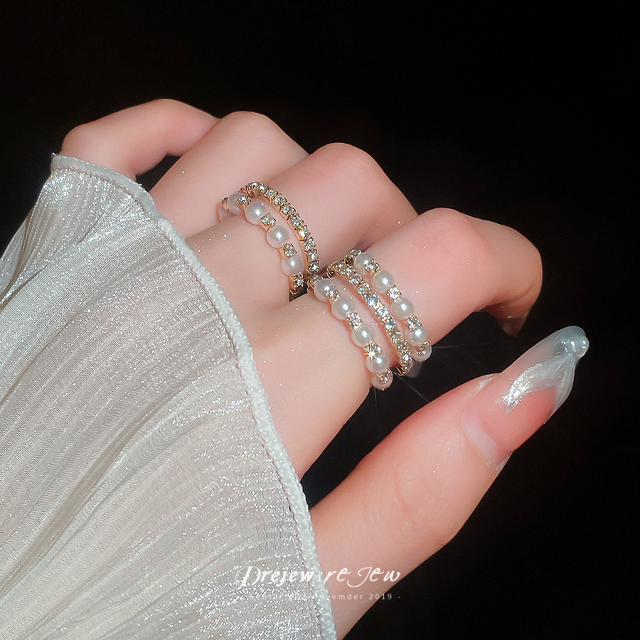 เดรสเพชรฝังมุกหลายชั้นเปิดแหวนฝรั่งเศส สไตล์หรูหราระดับไฮเอนด์