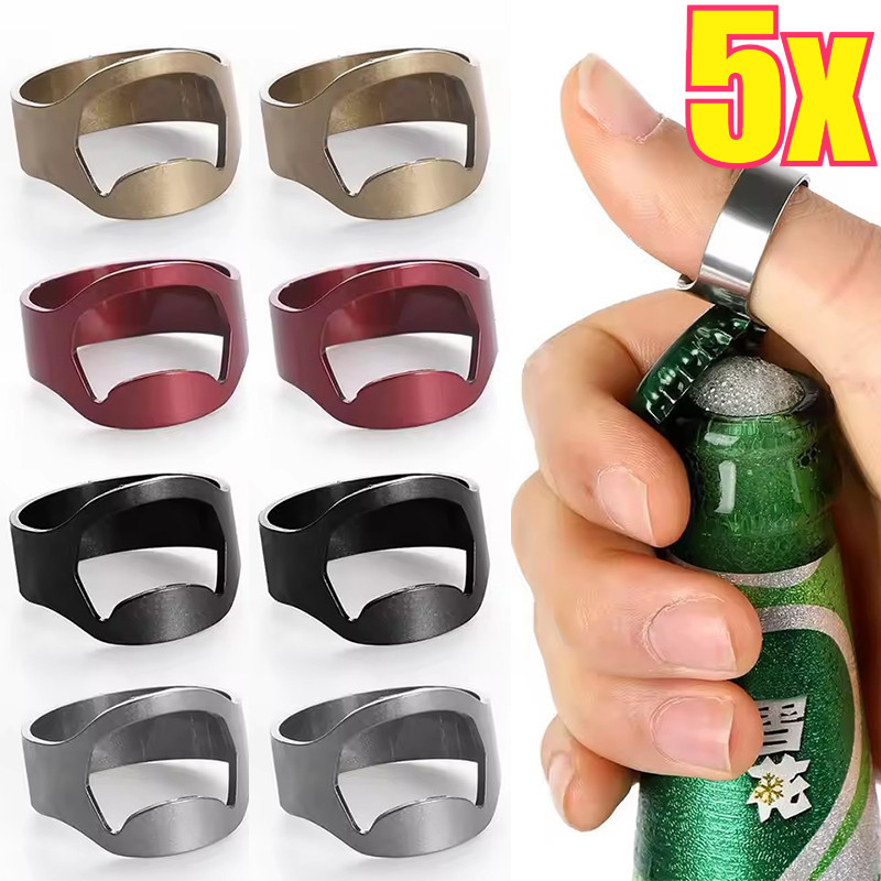 ที่เปิดขวดแหวนสแตนเลสที่ทนทาน - เครื่องมือบาร์เทนเดอร์เปิดนิ้วขนาดเล็กแบบพกพาที่ปลอดภัย