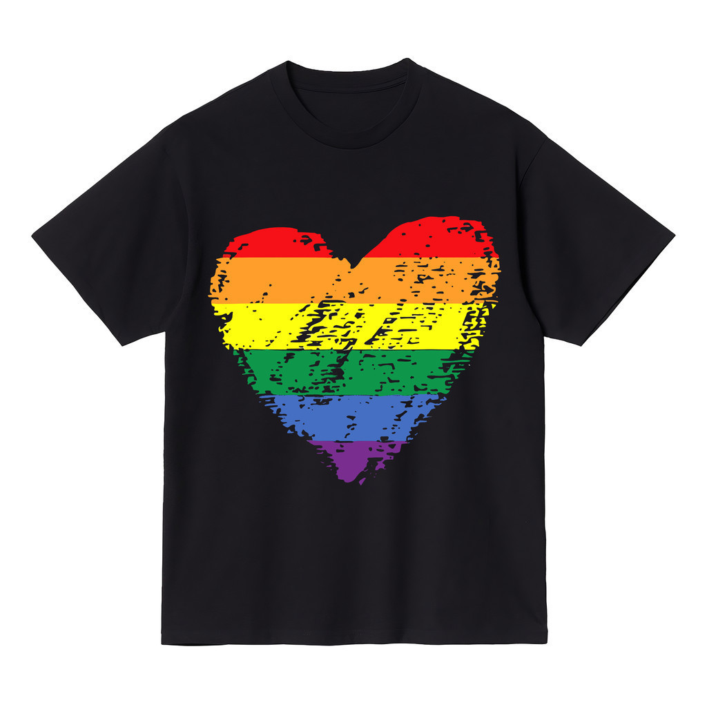 เสื้อยืดพิมพ์ลาย Retro Rainbow Moon Flag สำหรับ LGBTQ+ ทำจากผ้าฝ้ายแท้