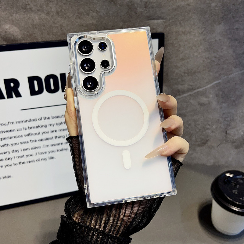 หรูหรา Aurora เปลี่ยนสีแม่เหล็ก Frosted โปร่งแสงสําหรับ Samsung S26 Ultra Plus S25 FE EDGE 5G S25 Ultra S24 S23 Ultra Plus A56 A55 ไร้สายชาร์จปกหลัง
