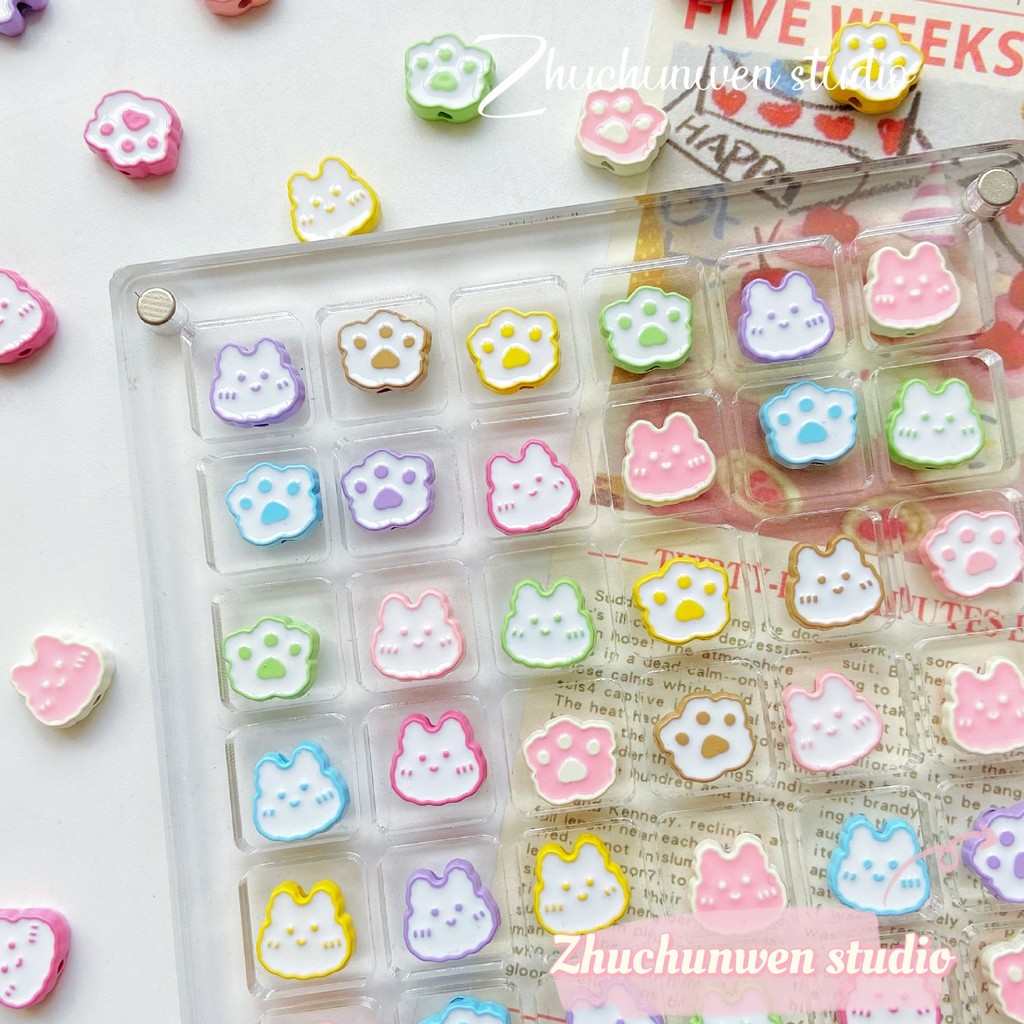 ลูกปัดโลหะผสมน่ารักรูปกรงเล็บแมวกระต่าย หยดน้ำมัน ลูกปัด DIY วัสดุสำหรับทำสร้อยข้อมือโซ่โทรศัพท์มือถือ เครื่องประดับ