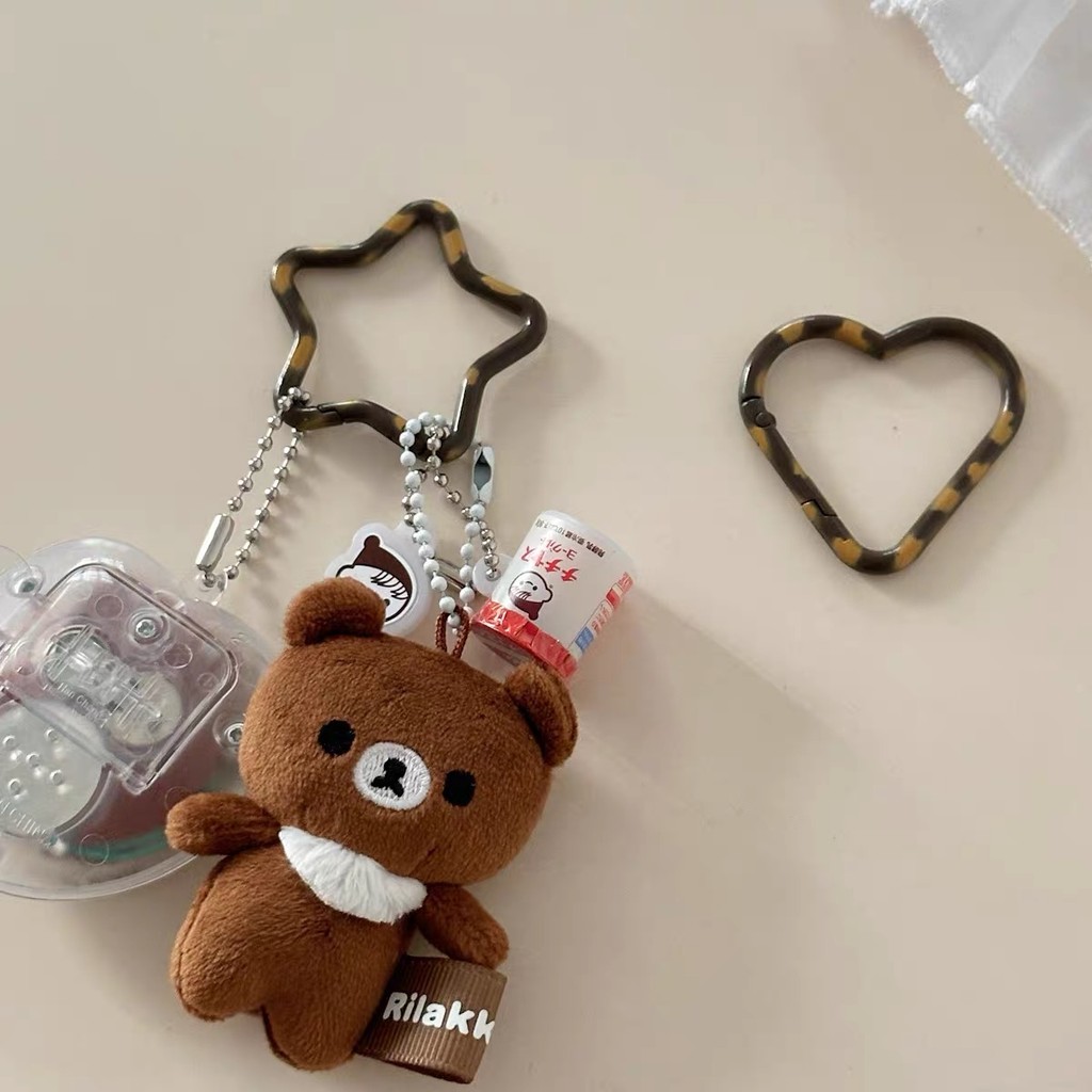 Insสไตล์Carabinerเสือดาวพิมพ์Star Love Heartฤดูใบไม้ผลิหัวเข็มขัดพวงกุญแจอุปกรณ์เสริมปวดกระเป๋าจี้อุปกรณ์เสริมเดินเด็กHandyเครื่องมือ