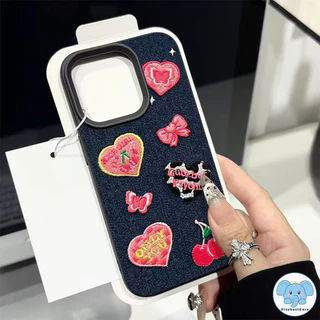 เคสคาวบอยปักลายผีเสื้อดาวทิวลิปสไตล์ย้อนยุคสำหรับคู่รัก สำหรับ IPhone 11 17 air 16 13 15 12 14 Pro Max XR XS X Max 7Plus