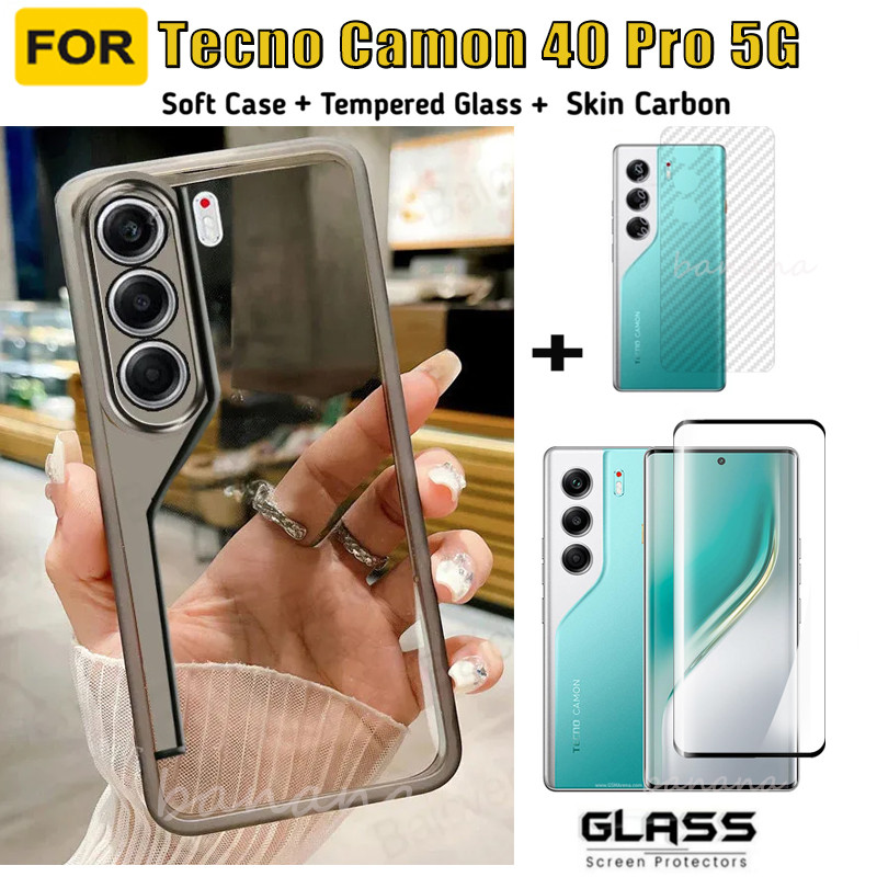 3 in 1 Tecno Camon 40 Pro 5G เคสโทรศัพท์กันกระแทกพร้อมป้องกันกล้องสําหรับ Tecno Camon 40 Pro ฟิล์มกร