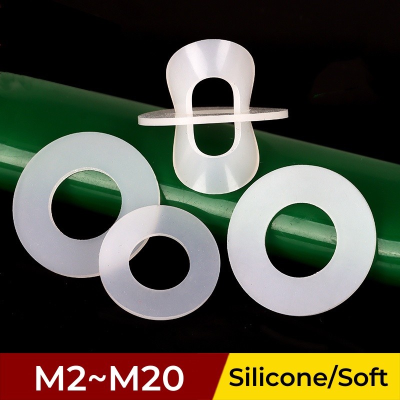 M2 M2.5 M2.7 M3 M4 M5 M6 M7 M8 M10 M12 M14 M16 M20 สีดําสีขาวซิลิโคนอ่อนนุ่มแบน Pad เครื่องซักผ้ายางนุ่มซีลปะเก็น