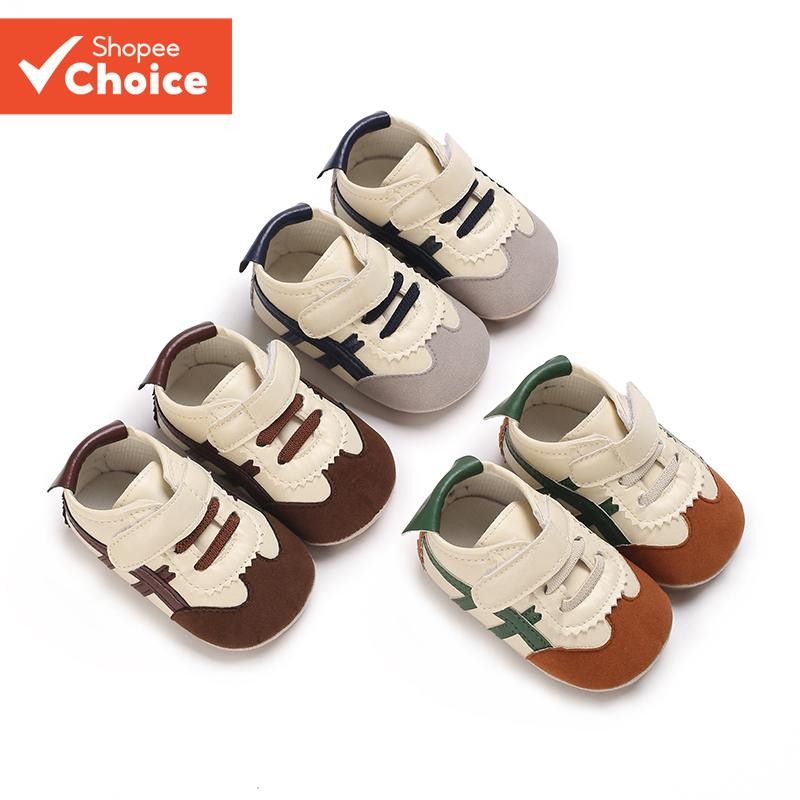  รองเท้าหัดเดินแรกของเด็กทารก - รองเท้าผ้าใบ Velcro พื้นนุ่มสําหรับ 0-12 เดือน - ลําลองฤดูใบไม้ผลิ/ฤดูใบไม้ร่วงกันลื่น