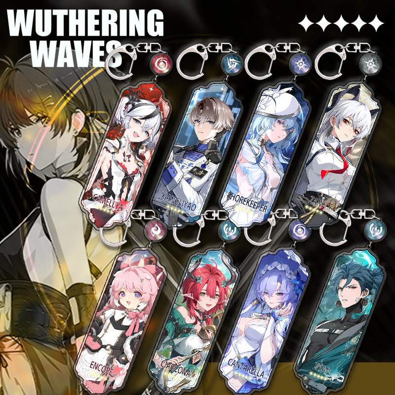 Wuthering Waves พวงกุญแจยาวจี้อะนิเมะเกม Merch The Shorekeeper Jinhsi อะคริลิคตกแต่ง
