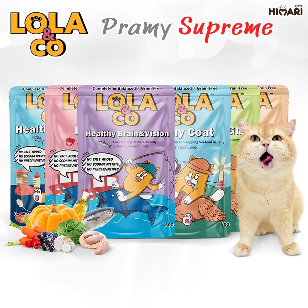 อาหารเปียกแมว Lola&CO โลล่าแอนด์โค อาหารเปียกแมว สุขภาพดี ขนาด 80 กรัม