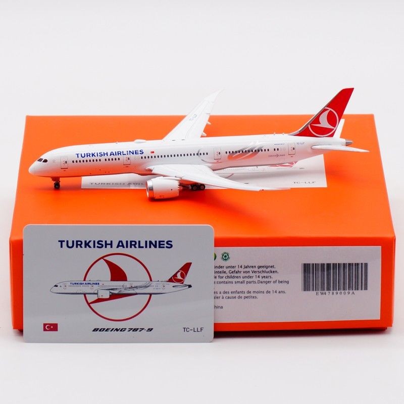 JC Wings 1: 400 โมเดลเครื่องบินโลหะผสมตุรกีสายการบิน B787-9 TC-LLF รุ่น Wing