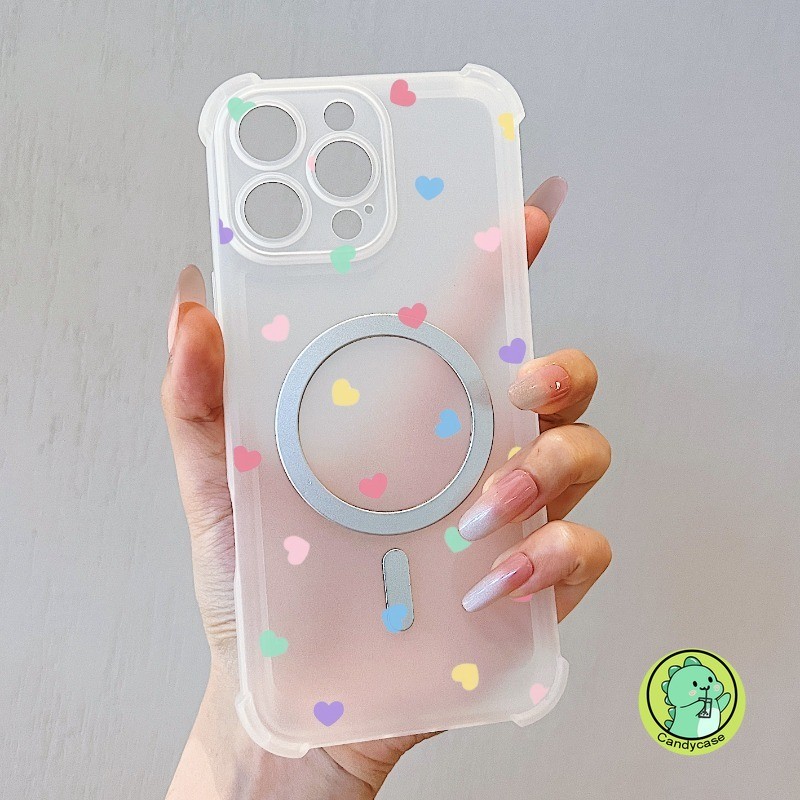 Magnetic Ice Mistเคสโทรศัพท์สําหรับVivo X200 Pro Mini X200S X100 Ultra X100S X90 Pro Plus X80 Pro 5G 4G Matteน่ารักInsสไตล์Love Heart Soft AirBagปลอก - รูปที่ 2