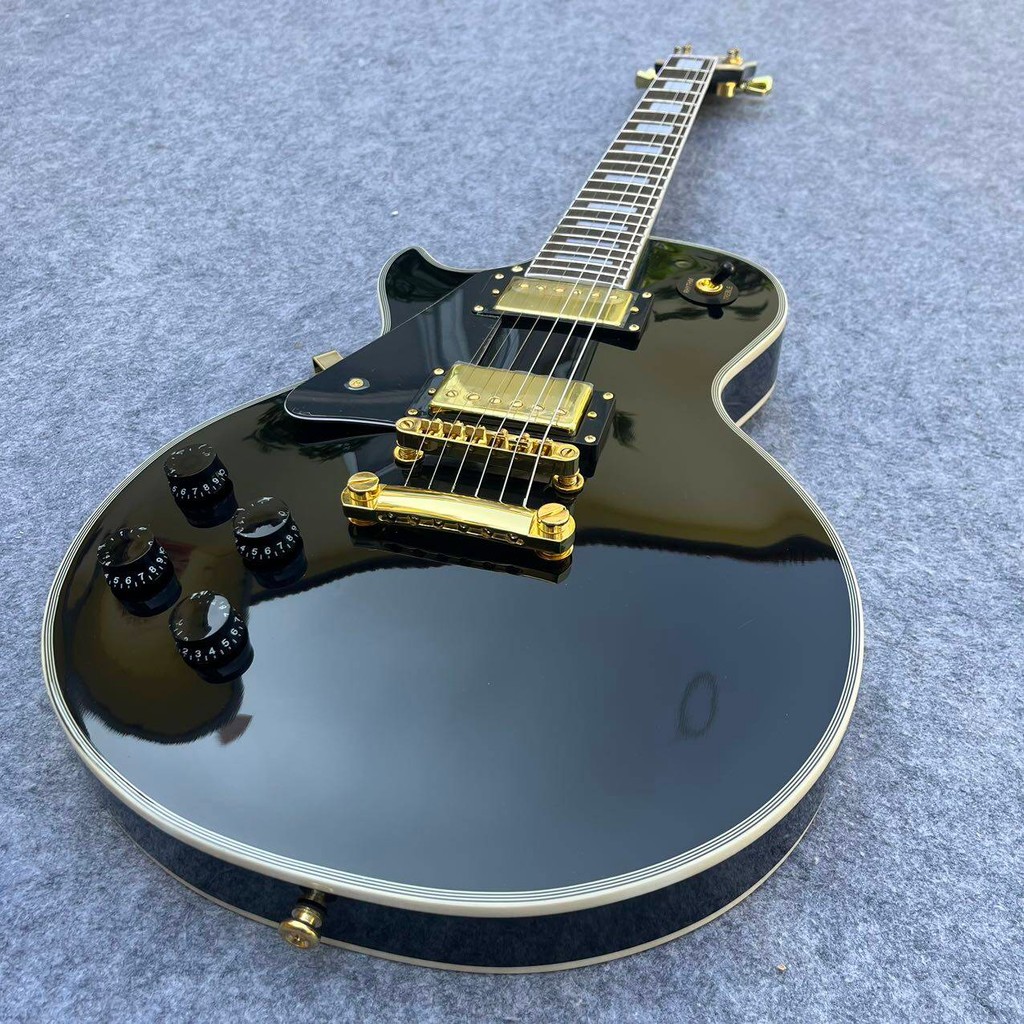 Gibson Les Paul กีตาร์ไฟฟ้าสีดําแบบกําหนดเองมือซ้ายกีตาร์มืออาชีพ