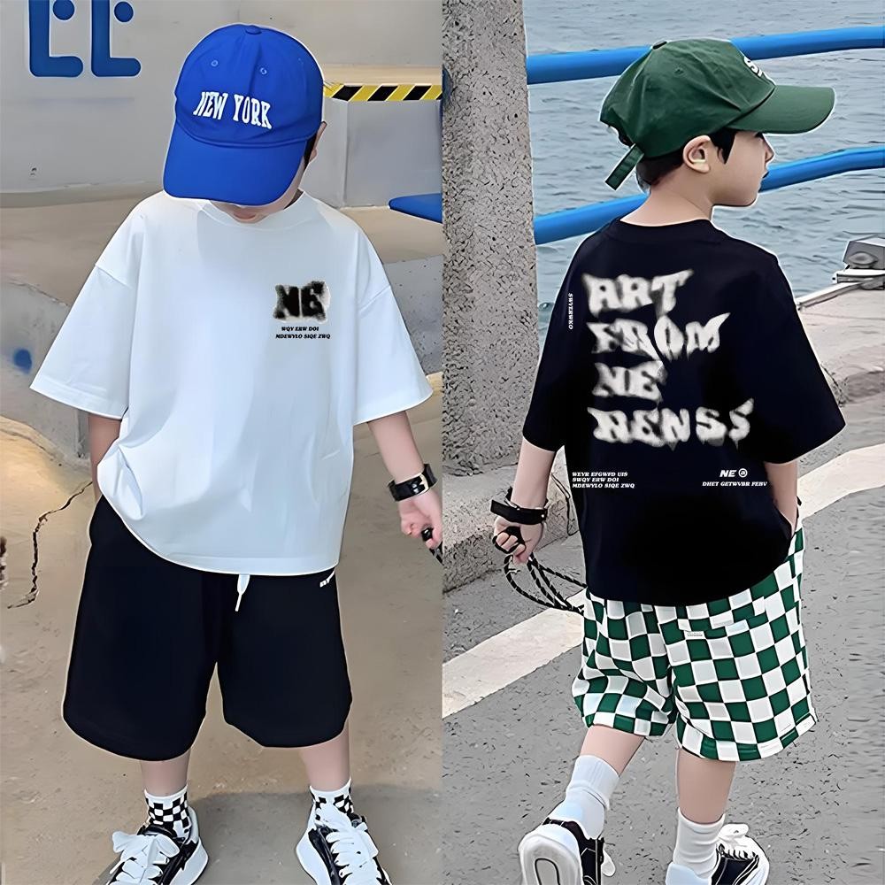 (ผ้าฝ้าย 100%)COD  เสื้อยืดเด็ก พิมพ์ลายการ์ตูนน่ารัก เสื้อยืดคอกลม เหมาะสำหรับเด็กอายุ 6-13 ปี Cotton 100 % K048