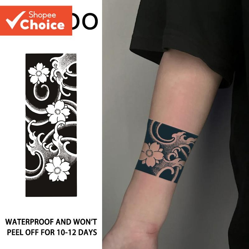 ซากุระคลื่นสมุนไพรรอยสักชั่วคราวสมจริงไม่สะท้อนแสงแขนออกแบบแรงบันดาลใจจากน้ําผลไม้