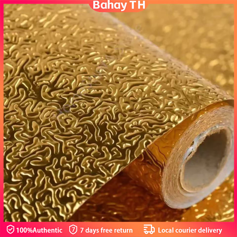 60x500ซม. สติกเกอร์วอลล์เปเปอร์ อลูมิเนียมฟอยล์ กันน้ํามัน มีกาวในตัว DIY สําหรับติดตกแต่งผนังห้องครัว