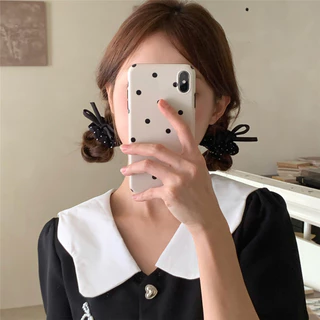 อารมณ์ลายจุดโบว์ลำไส้เชือกผมสำหรับผู้หญิงยืดหยุ่นสูงยางรัดผมหางม้าอุปกรณ์ผม
