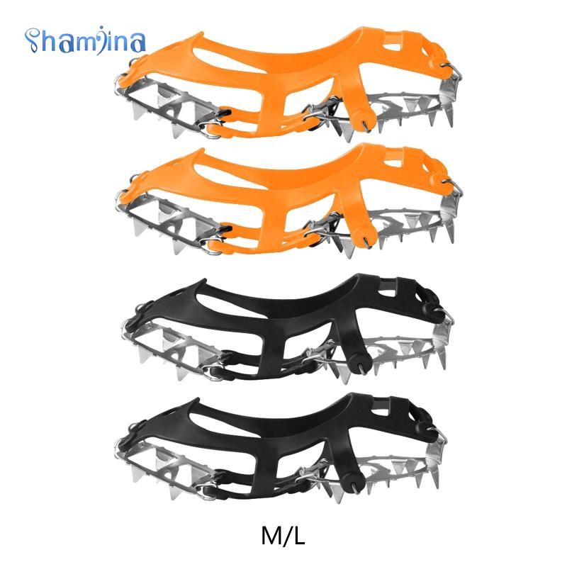 [Shamjina] รองเท้า Spikes รองเท้า Crampons Ice Grippers Ice Cleats แบบพกพา Snow Gripping Spikes รองเท้า Ice Traction Cleats สําหรับฤดูหนาว Jogging