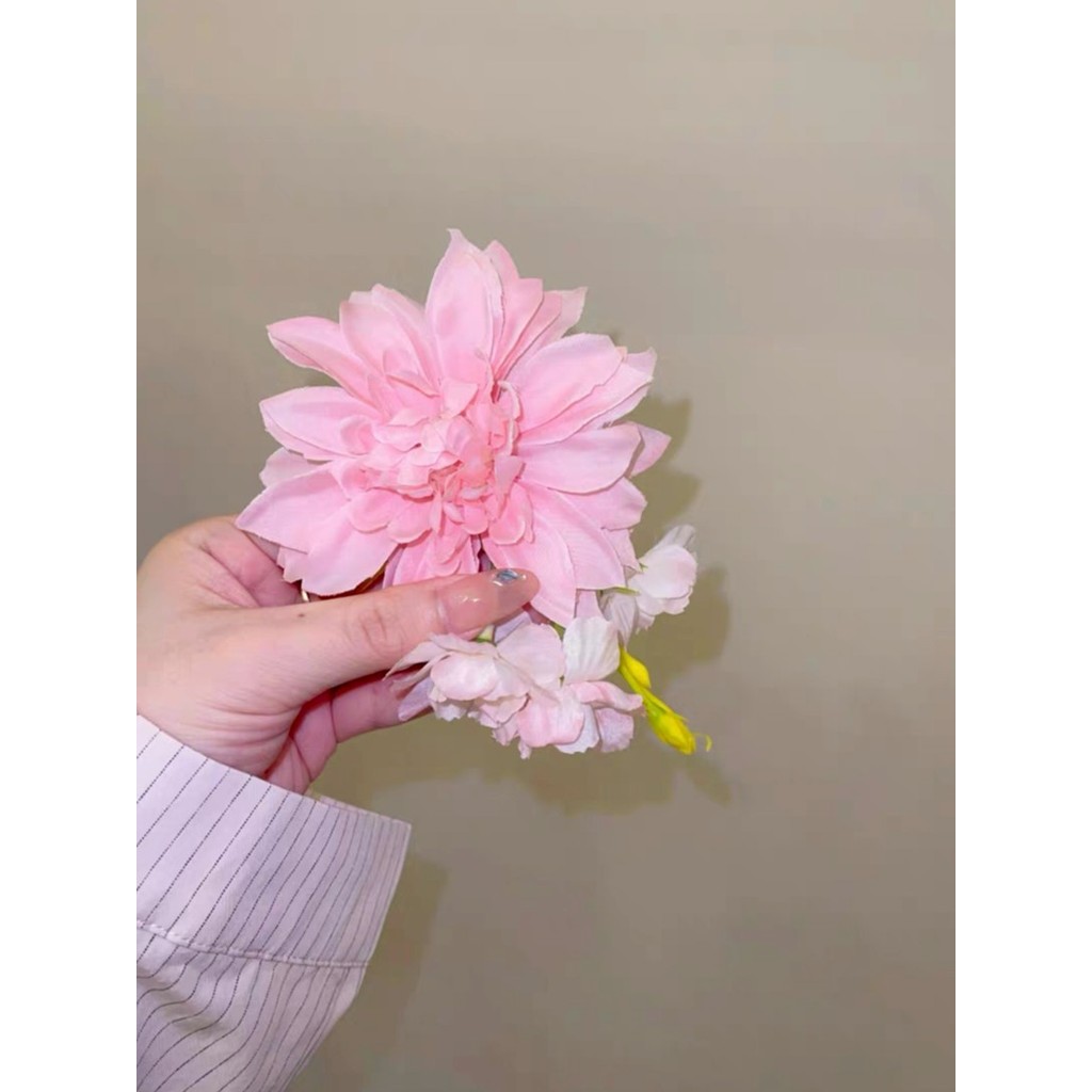 Aurora🛒พร้อมส่ง🚚 (รูปถ่ายจากงานจริง) กิ๊ปหนีบผมลายดอกไม้สีชมพู เรียบร้อยสไตล์เกาหลี - รูปที่ 3