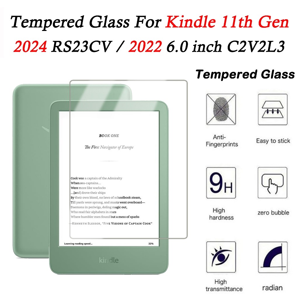 สําหรับ Kindle 11th Gen 2024 2022 6.0 นิ้ว 9H กระจกนิรภัย C2V2L3 RS23CV E-Reader ป้องกันหน้าจอ Guard