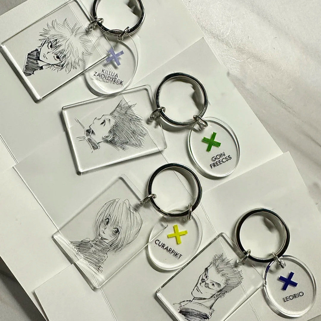 HUNTERHUNTER อะนิเมะพวงกุญแจ Killua Zoldyck อะคริลิค Key Chain Man Kurapika Key แหวนผู้หญิงน่ารักกระ