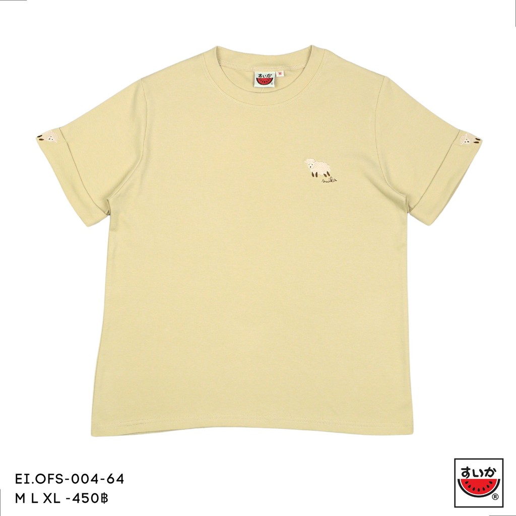 เสื้อแตงโม (SUIKA) –  เสื้อยืดคอกลมแขนสั้นเบิ้ลปลายแขน ผ้าอินเตอร์ล็อก ลายปัก ( EI.OFS-002 003 004 006 007 ) ราคา ถูกที่สุด ดีลบีเคเค แกลเลอรีภาพที่ 5