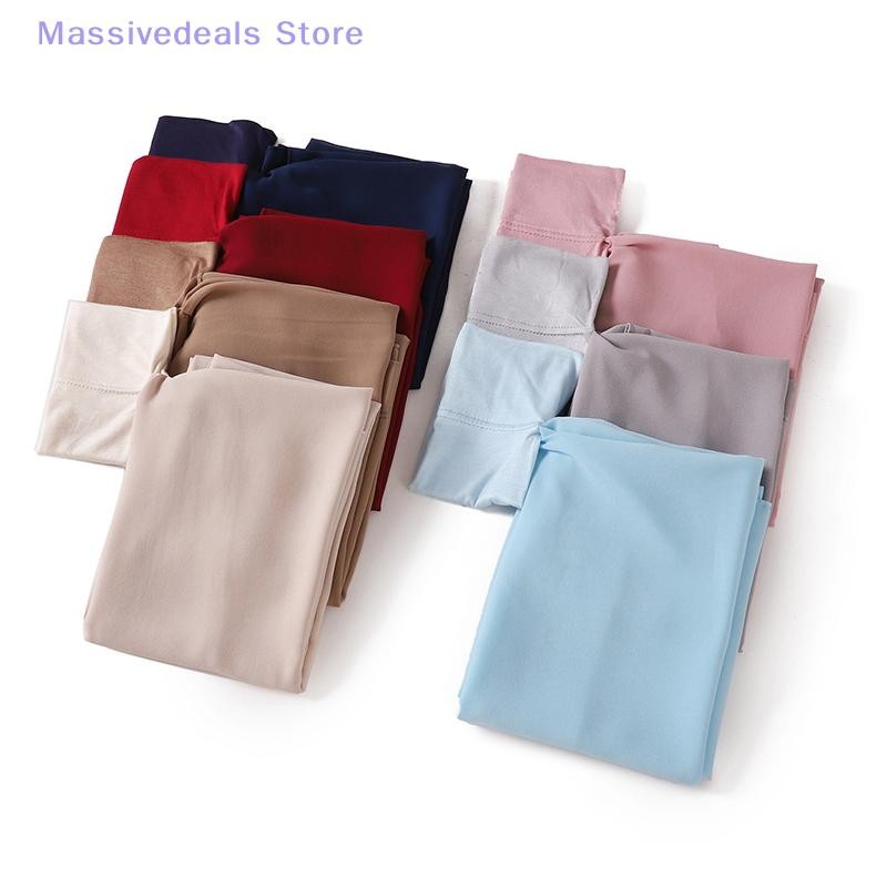 Massivedeals ใหม่ล่าสุดชีฟอง Hijab พร้อมหัวเข็มขัดแม่เหล็กสีทึบผู้หญิงมุสลิมฮิญาบผ้าพันคออิสลาม Turban แฟชั่นผ้าคลุมไหล่ใหม่ - รูปที่ 5