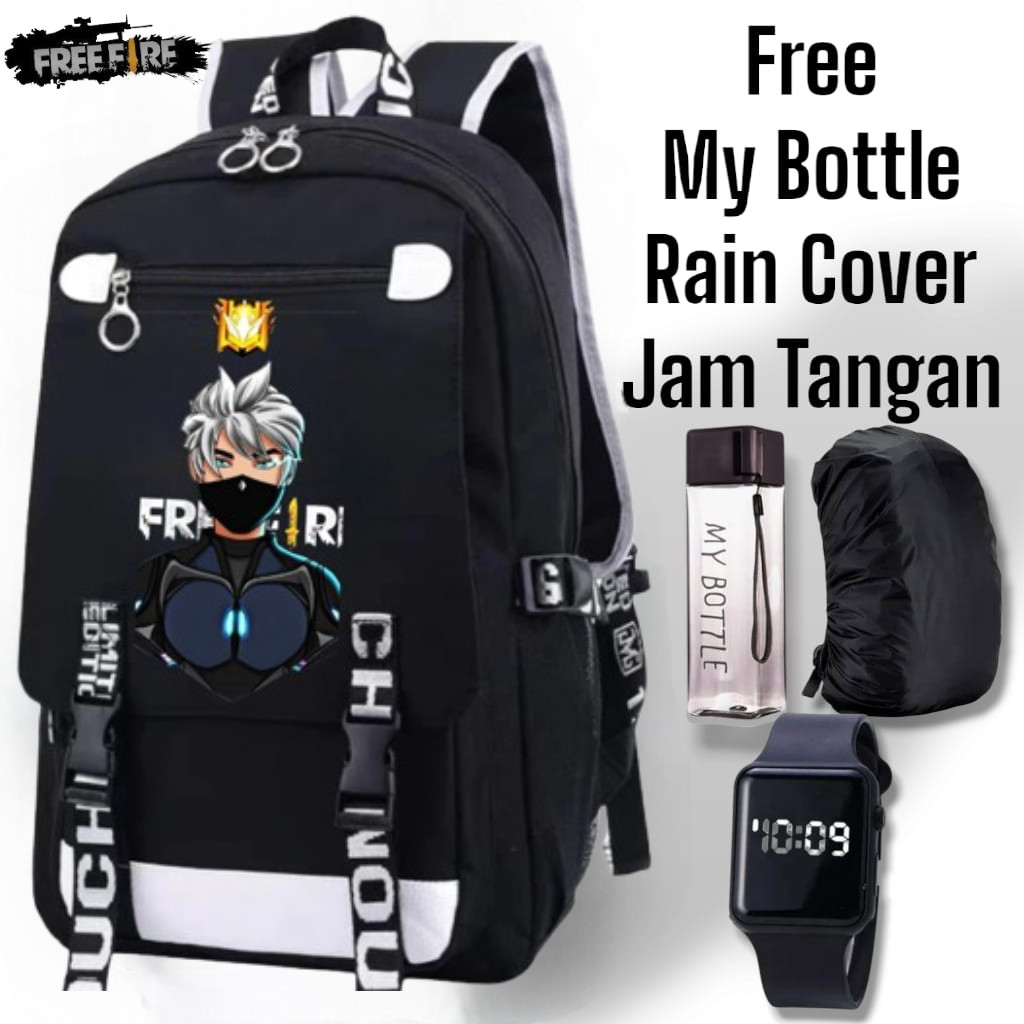 HIJAZ BAG - SCHOOL BAG สําหรับ ELEMENTARY SCHOOL BOYS AND GIRLS FREE FIRE CHOOL BACKPACK พร้อมแฟชั่น BONUS