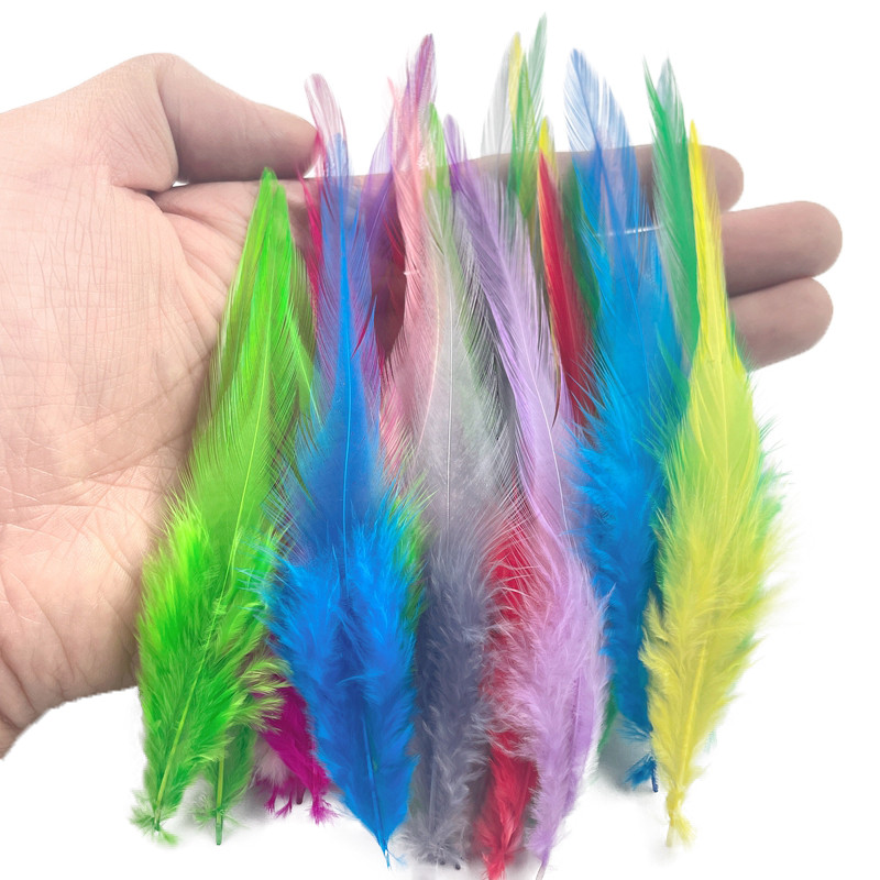 ขายส่งที่มีสีสันสีขาวสีดําไก่ขนสําหรับงานฝีมือ Diy ไก่พลัมประดิษฐ์ตกแต่ง Dream Catcher Fly Tying วัสดุเครื่องประดับเย็บปักถักร้อยหัตถกรรมอุปกรณ์เสริม